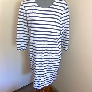 EUC Old Navy Cream & Navy Blue Stripe Dress